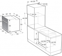 Trouba Gorenje BOSX6747A01BG technický nákres